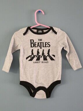 The Beatles Gray & Black Abbey Road Baby Bodysuit 6-12m NWOT